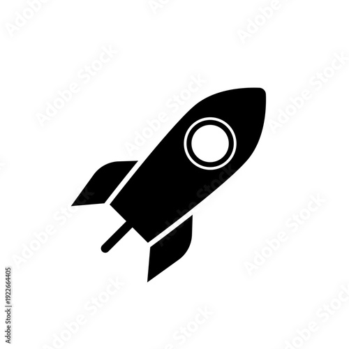 Rocket launch silhouette, startup and space exploration concept, vector icon