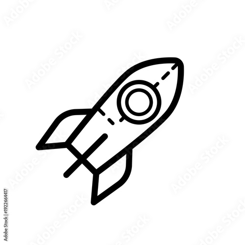 Rocket launch with details, startup and space exploration concept, vector icon