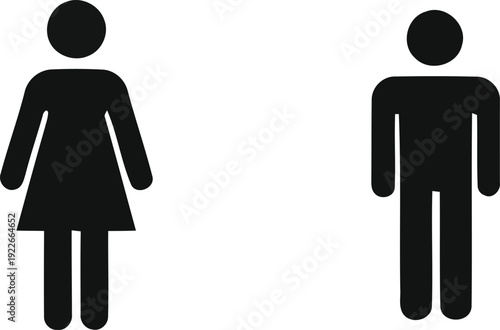 A simple graphic illustration of a man and woman icon