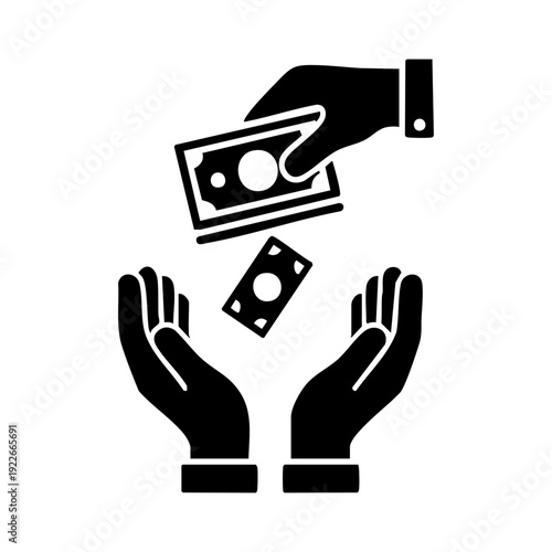 hands giving money for zakat charity