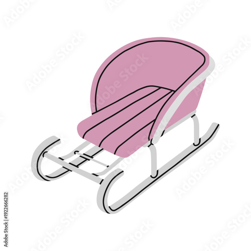 Vector illustration of classical wooden sled with metal runners. Perfect for winter holiday promotions, Christmas cards, children's snow day designs, or nostalgic winter scene illustrations.