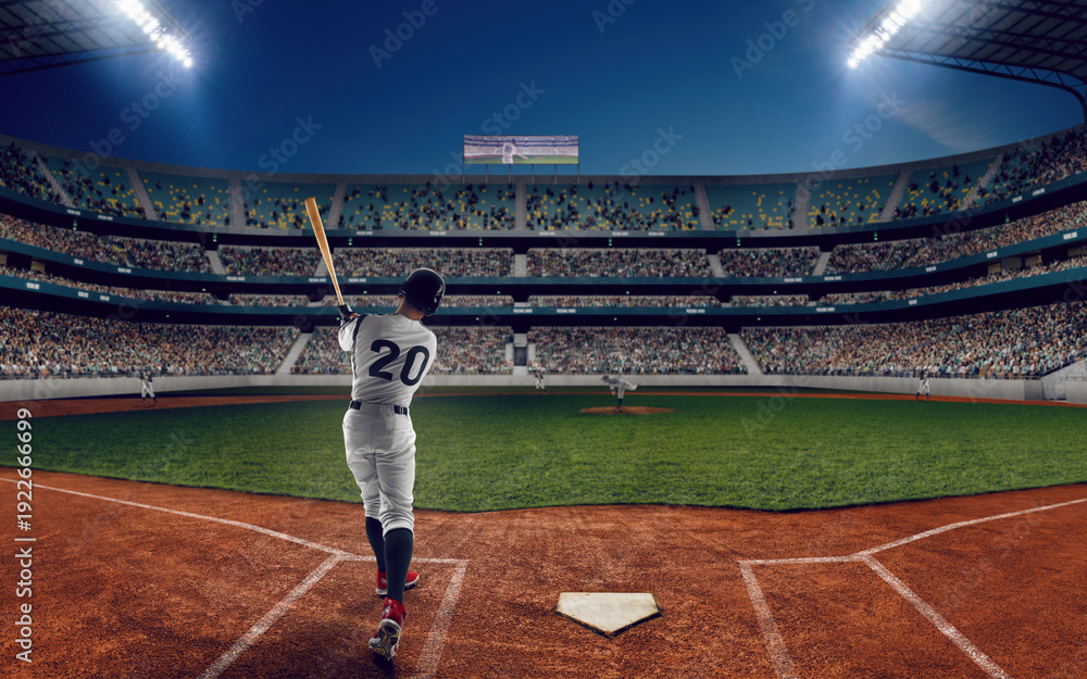 Naklejka premium Professional baseball player. Baseball game.