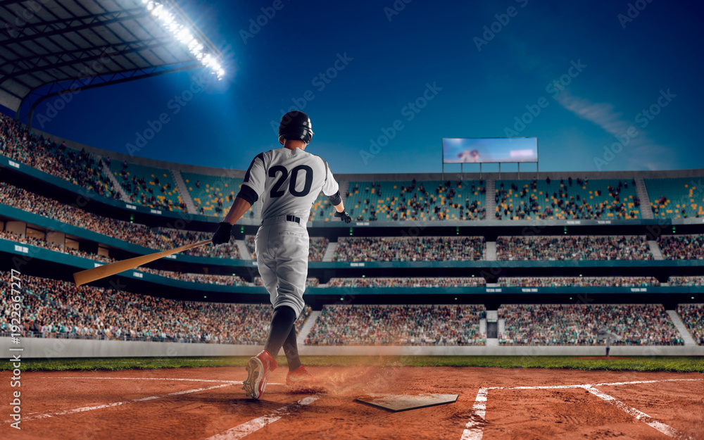 Naklejka premium Professional baseball player. Baseball game.