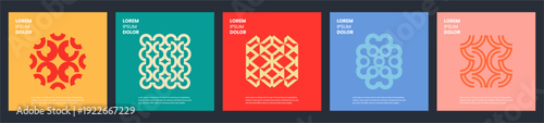 Creative postmodern vector illustrations with geometric shapes and set of collection abstract posters symbols, Aesthetics style mosaic and ornament for concept designs