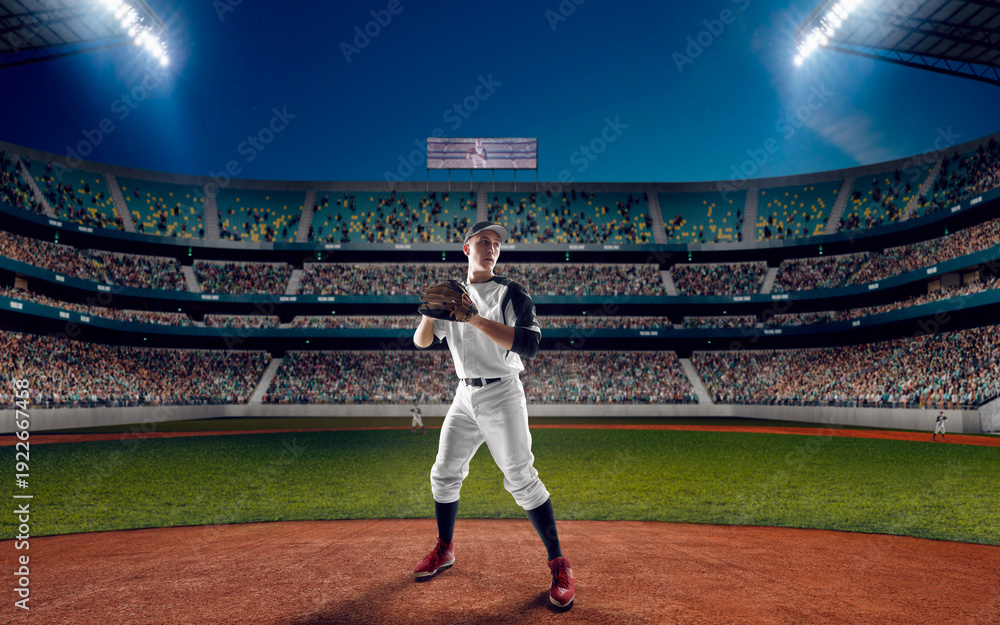 Naklejka premium Professional baseball player. Baseball game.