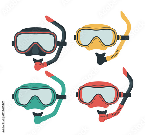 Snorkel diving mask full face breathing gear for watching colorful coral reefs, underwater sea adventure