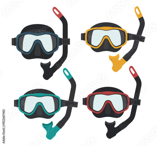Snorkel diving mask full face breathing gear for watching colorful coral reefs, underwater sea adventure