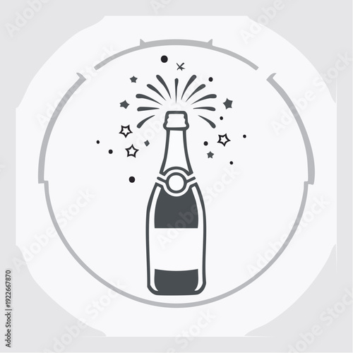 シャンパンボトルのアイコン お祝いイメージ