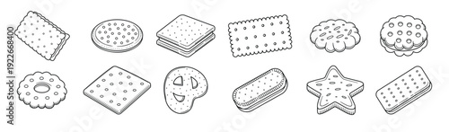 biscuits doodle hand drawn isolated on white background