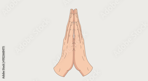 Hands in prayer gesture illustration against neutral background