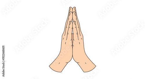 Hands in prayer gesture vector illustration for greeting and respect