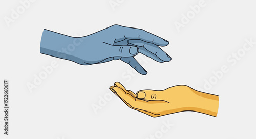 Hands in prayer gesture vector illustration on light blue background