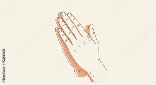 Hands in prayer gesture with speech bubble expressing apology or regret