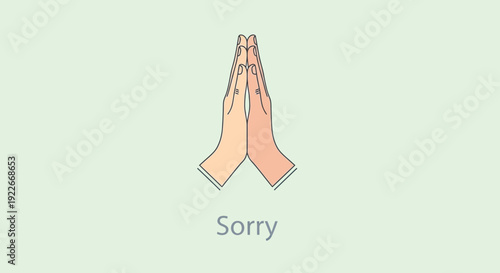 Hands in prayer gesture with text sorry for design and editorial use