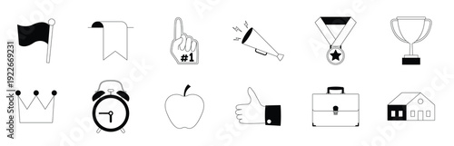 Miscellaneous Elements. Thin Line Icon Set