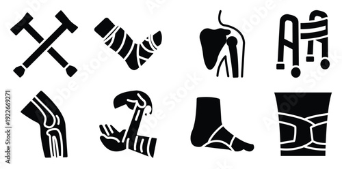  pack of medical and orthopaedic tools solid icons