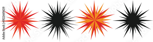 Abstract starburst explosion collection comic style burst shapes vector illustration set