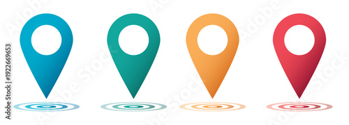 Set color maping pin location 3d vector icons