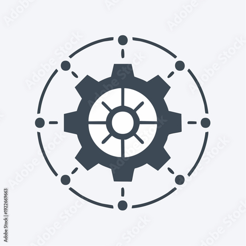 歯車とネットワークのアイコン システム連携