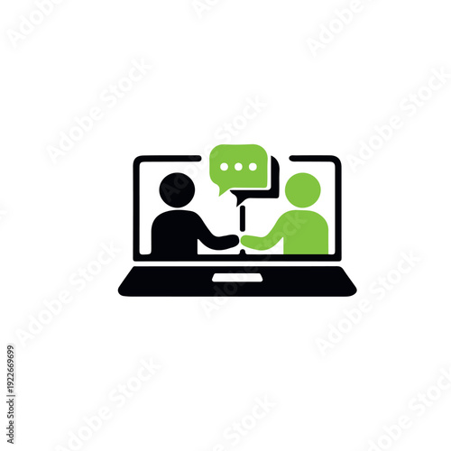 Online Counseling Icon – Telehealth Video Consultation Vector Illustration
