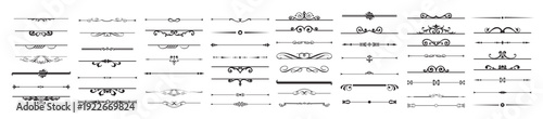 Set of decorative divider elements. Border florish collection. Vector.