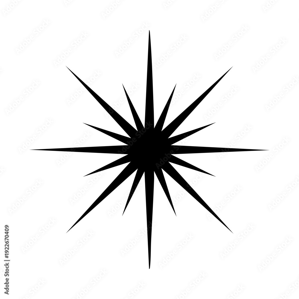 Obraz premium Single eight-point sparkle star with long thin rays
