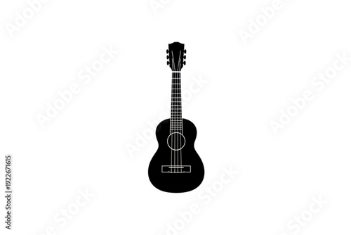 The Silhouette of a Musical Instrument: A minimalist illustration of a ukulele against a backdrop, evoking themes of melody, relaxation, and artistic expression. 