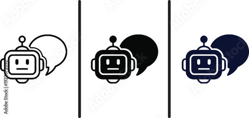 A robot with a speech bubble in various design styles and colors