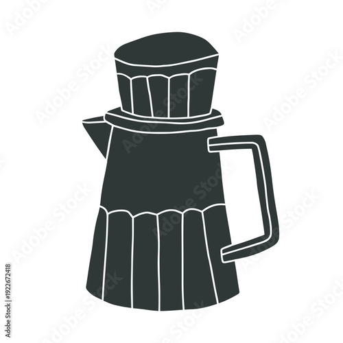 Vector illustration of a classic stovetop geyser coffee maker. Ideal for use in kitchenware advertisements, coffee shop menu, or vintage-inspired culinary designs.