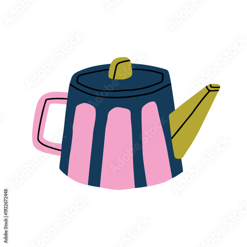 Vector illustration of a ceramic teapot. Perfect for tea shop branding, cozy kitchen decor, lifestyle blogs or traditional still life designs.