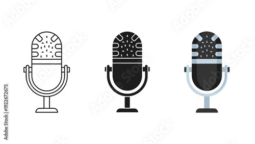 Three different types of microphones are shown Vector