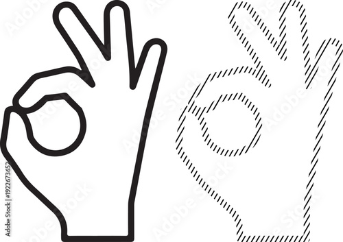 A clean vector illustration of a human hand making the "OK" gesture, with thumb and index finger forming a circle, symbolizing approval, agreement, perfection, and success.