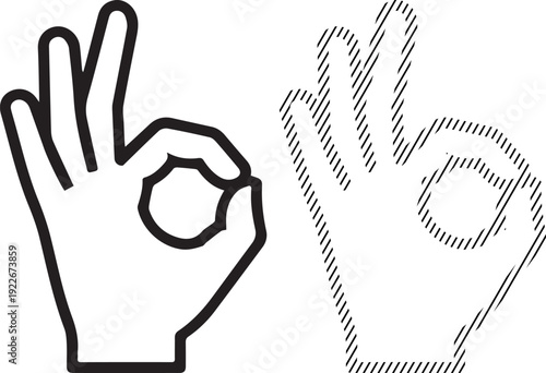 A clean vector illustration of a human hand making the "OK" gesture, with thumb and index finger forming a circle, symbolizing approval, agreement, perfection, and success.