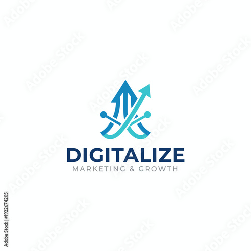 Modern logo featuring intertwined arrows, a stylized letter "A", and the word "DIGITALIZE