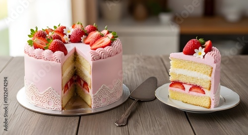 wedding cake with strawberries and cream