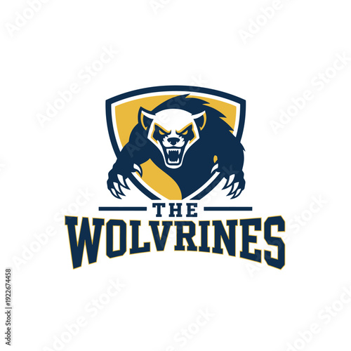 An aggressive animal logo set within a shield shape, along with team name text below