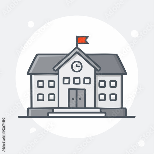 学校校舎のアイコン 教育施設イメージ