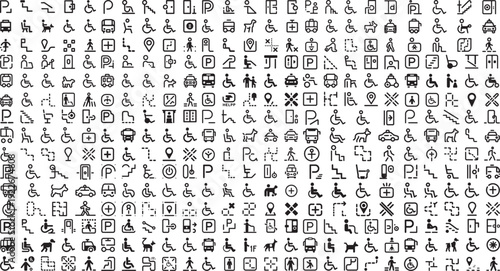 Collection of various pictograms and symbols for universal communication and information