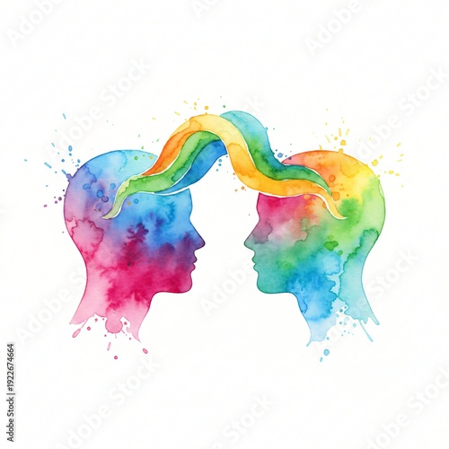 Profili ad acquerello connessi: concetto di comunicazione e telepatia