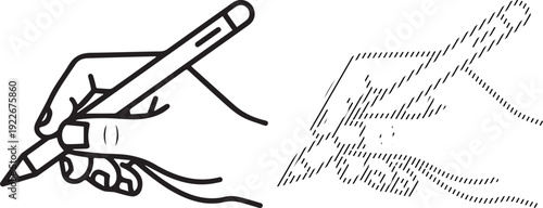 Hand Drawing with Pencil and Dotted Lines Illustration