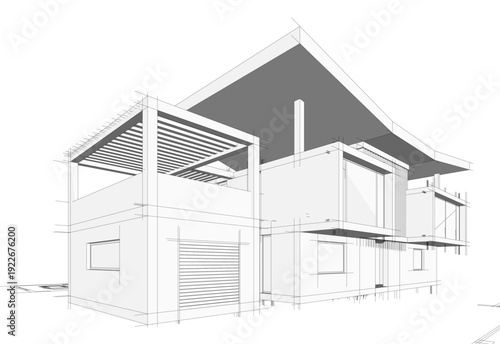 house building sketch architecture 3d illustration