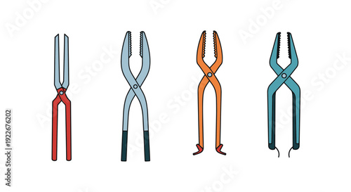 Crucible Tongs Line creative modern color illustration