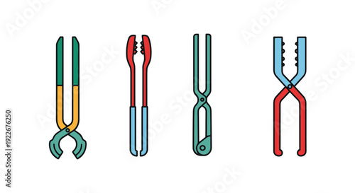 Crucible Tongs Line minimal contemporary color vector