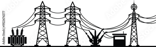 Drummer Performance Silhouette Set Featuring Drum Kit Playing, Percussion Music Practice, Live Band Concert Entertainment and Professional Musician Illustration