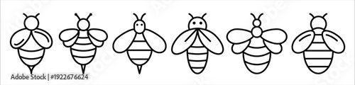  bee icon set on white background