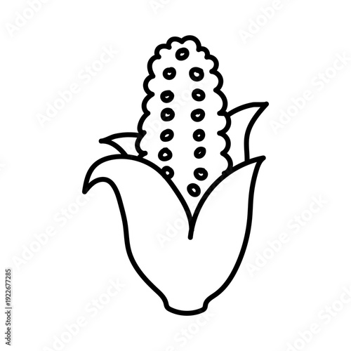 Hand Drawn Corn Icon Vector Fresh Vegetable Illustration on White Background