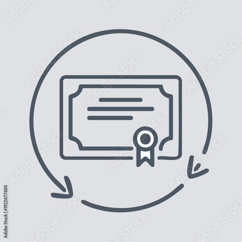 証明書とリボンのアイコン 認定イメージ