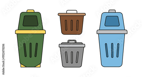 Compost Bin Line art soft tone color vector