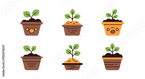 Compost Plant Line modern abstract color illustration