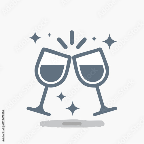 乾杯するワイングラスのアイコン パーティーイメージ
